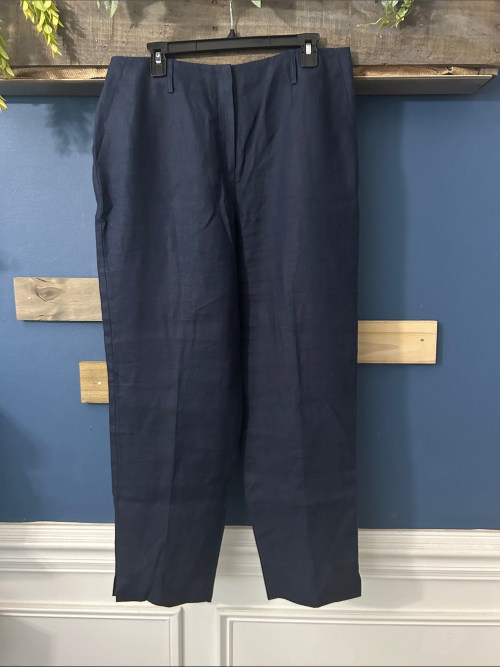 Talbots Irish Linen Navy Straight-Leg Dress Pants NWOT. 14